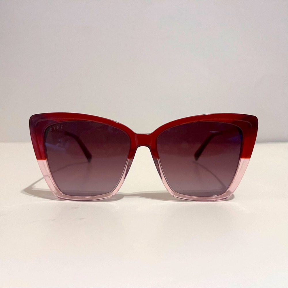 Diff Becky ll VC-BG30 red ombre gold metallic sunglasses burgundy gradient READ
